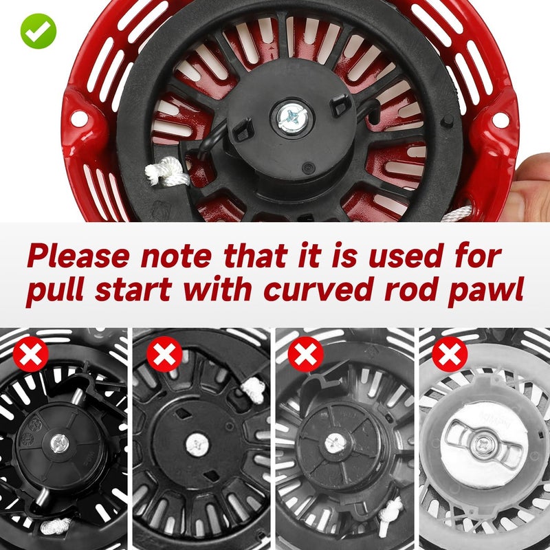 XIKOBY GX160 Pull Start Assembly Compatible with GX200 GX140 GX120 Recoil Starter 6.5HP 5.5HP 4.0HP Engine Parts Replacement 28400-Z4M-306ZB 27400-Z1T-702 28400-Z4M-306ZC with Pull Cord Rope - Image 3